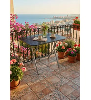 Alesta Life Katlanabilir Masa 60x90 cm MERMER SİYAH