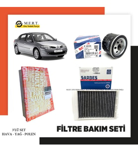 Megane 2 - 1.6 16V Filtre Bakım Seti Hava-Yağ-Karbonlu Polen