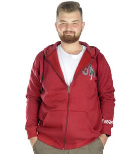 Mode XL Erkek Sweat Kapşon Fermuarlı Keep On 22533 Bordo