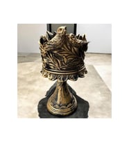 Dekoratif Polyester Kuşlu Ayaklı Şamdan Mumluk Gold Eskitme 23X11X10 cm