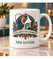 Kulak Burun Boğaz Uzmanı Kupa Bardak Anatomi ve Stetoskop Desenli