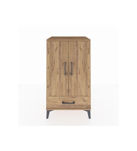 Hyperion Komodin 3 Raflı Tek Çekmeceli 2 Kapaklı 60x44x106 Çam-Çam