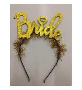 Periboia Altın Renk Bekarlığa Veda İtalik Yazı Alyanslı Bride Taç (Karışık)