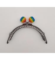 Angel Çanta Aksesuar 10.5 cm Renkli Şeker Başlıklı Cüzdan Çanta Klipsi Bursu Füme Metal