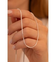 Kadın Gümüş Kolye - 925 Ayar 1.5 mm Küp Zincir Gümüş Kolye