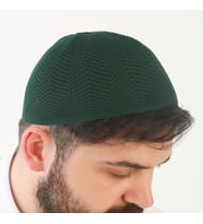 Nisa Örme Dantel Namaz Takkesi-Yeşil