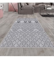 Gri Baklava Desen Yıkanabilir Kaymaz Taban Leke Tutmaz Modern Salon Halısı ve Yolluk