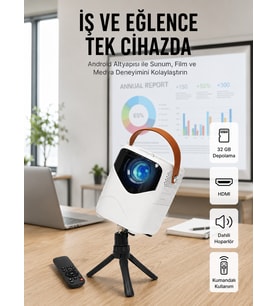 Projeksiyon Ev Sineması Kaliteli Görüntü Kumandalı
