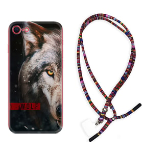 Apple iPhone 5 6 7 8 Plus Se XR Kılıf Boyun Asklı Rasta Silikon Wolf Eyes 1758