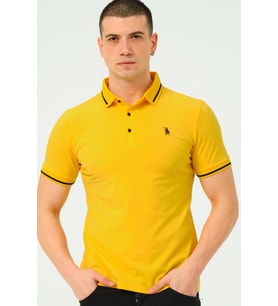 T8586 DEWBERRY ERKEK POLO YAKA T-SHIRT-AÇIK SARI
