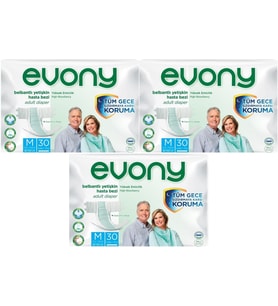 Evony Hasta Bezi Yetişkin Bel Bantlı Tekstil Yüzey M-Orta 90 Adet (3PK*30)