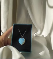 Kadın Kalp Kesim Doğal Opal Ay Taşlı Hediyelik Kolye