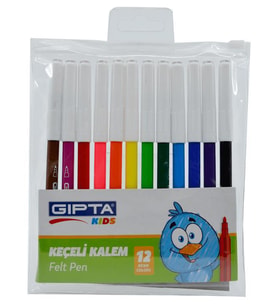 Gıpta Keçeli Kalem 12 Renk (Çok Renkli)