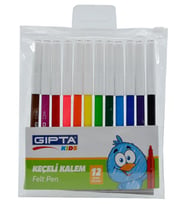 Gıpta Keçeli Kalem 12 Renk (Çok Renkli)