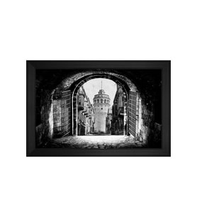 Eski İstanbul Motifli Kanvas Tablo 50 x 70 cm Siyah Çerçeve