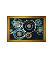 Soyut Şekiller Motifli Kanvas Tablo 80 x 110 cm Gold Çerçeve