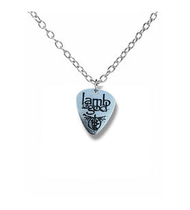 Lamb of God Rock Grubu Pena Şeklinde Çift Taraflı Rock İşaretli Metal Zincirli Unisex Kolye (Gümüş)