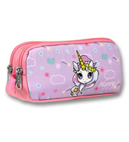 Ümit Çanta Turkuaz Pembe Gökkuşağı Unicorn Desenli Kalem Çantası - Kız Çocuk - 5017 (Çok Renkli)