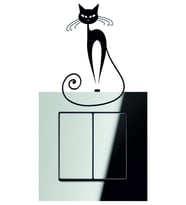 Kedi Priz Sticker Priz Kedi Sticker Set Siyah Etiket Duvar Sticker