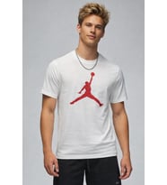 Nike Air Jordan Jumpan Short-Sleeve Crew Grafik Baskılı Erkek Günlük Tişört Beyaz Kırmızı