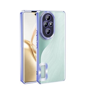 Coverzone Honor 200 Pro ile uyumlu K?l?f Kamera Korumal? Logo G�steren Parlak renk kenar �izgileri ile ??k bir tasar?m Colored Z-Omega Kapak Sierra Mavi