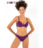 Push-Up Dolgulu Dantel Detaylı Sütyen Takım (Mor)