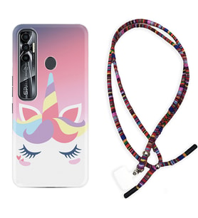 Tecno Spark 6 6 Go 8C 8 Pro 7 7 Pro Kılıf Boyun Asklı Rasta Silikon Sweety Unicorn 1737