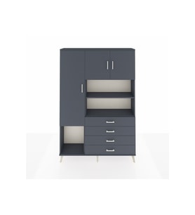 Arges Gardrop 7 Raflı 4 Çekmeceli 3 Kapaklı 132x30x195 Antrasit-Antrasit
