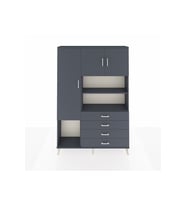 Arges Gardrop 7 Raflı 4 Çekmeceli 3 Kapaklı 132x30x195 Antrasit-Antrasit