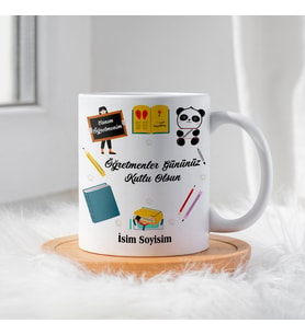 Öğretmenler Günü İçin Kişiye Özel Porselen Kupa Bardak - BY-KP-0000289 (Beyaz)
