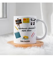 Öğretmenler Günü İçin Kişiye Özel Porselen Kupa Bardak - BY-KP-0000289 (Beyaz)