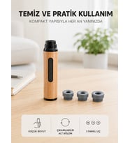 Ahşap Görünümlü Mini Küllük Taşınabilir Kompakt Tasarım 3 Farklı Uç Seçeneği