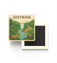 Guyana - Guyana - Paper Cut Art - Baskılı Buzdolap Magneti Kare - 9x9 cm