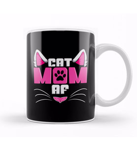 Funny Cat Mom AF Crazy Cat Lady Meme Kupa Bardak Porselen