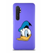 Xiaomi Mi Note 10 Lite Soft Premier Kapak Donald Duck-B Tasarımlı Silikon Kılıf - Mor (Şeffaf)