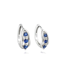 Safir Taşlı Diamond Simple Style Halka Kadın Gümüş Küpe 17 MM (Mavi)