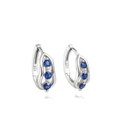 Safir Taşlı Diamond Simple Style Halka Kadın Gümüş Küpe 17 MM (Mavi)