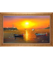 Çerçeveli Paspartulu Manzara Tablo bm1912 (Gold)