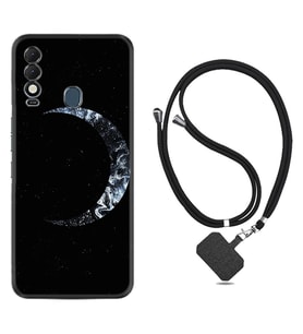 Tecno Spark 8T Kılıf Silikon Boyun Askılı İpli Desenli Silikon Yalnız Ay 1744