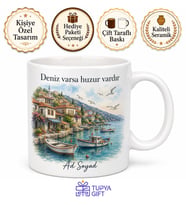 Balıkesir Sahil Kasabası Baskılı Kupa Bardak Hediye Porselen Mug