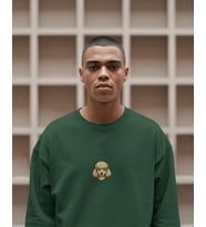 Erkek Baskılı Sweatshirt – Poodle (Toy Poodle) Minimal Köpek Tasarımı (Koyu Yeşil)