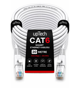 UPTECH CAT6 Ethernet Kablosu 20 Metre RJ45 LAN İnternet Modem Router Bilgisayar Kablosu