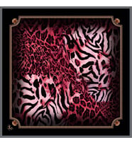 Leopar Desen Black Seri Twill Eşarp Eşarp Askısı ile Birlikte 90x90 cm Siyah Bor