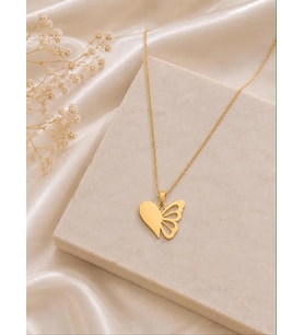 Kişiye Özel Minimal Kalp Kelebek Model Kolye 925K Gümüş (Gold)
