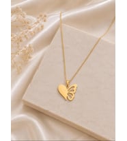 Kişiye Özel Minimal Kalp Kelebek Model Kolye 925K Gümüş (Gold)