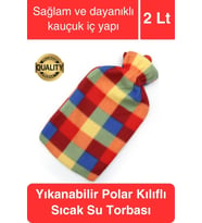 Büyük Boy El Ayak Isıtıcı Kauçuk Polar Kılıflı Sıcak Su Torbası Renkli Doğal Ağrı Rahatlatıcı 2 Lt