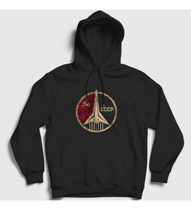 Presmono Unisex Siyah Cosmos CCCP Sovyetler Birliği Kapüşonlu Sweatshirt 266767tt