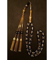 Altın Kaplama 925 Ayar Gümüş Aksesuarlı Ayyıldız Model 7x11mm Beyaz Mineli Sarmal Kuka Tesbih (Çok Renkli)