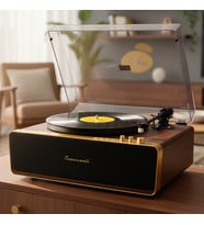 Crownwell Vegas Plus Gold Pikap – Ahşap Kaplama Bluetooth Pikap, 33/45 Devir, LED Işıklı Panel, 2x30W Subwoofer + 2x10W Tweeter (Karışık)