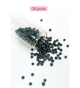 Dökme Cam Kum Boncuk Büyük Boy (6/0) 4 mm - 20 Gram - Siyah - BNC084
